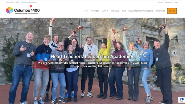 Screenshot of the Columba 1400 website