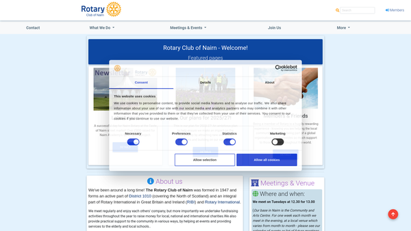 Screenshot of the Rotary Club of Nairn Charitable Trust Fund website