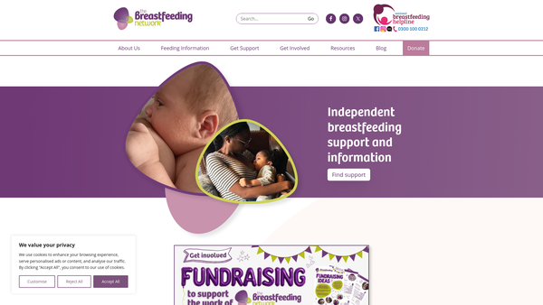 Screenshot of the The Breastfeeding Network website