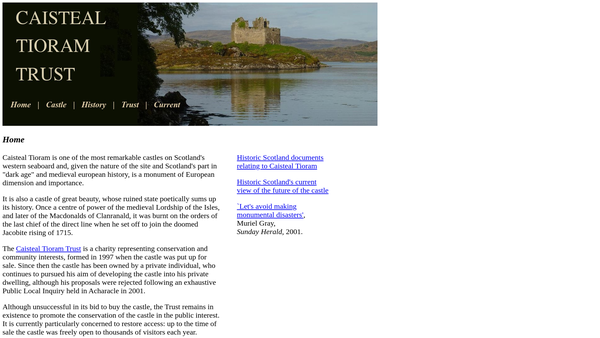 Screenshot of the Caisteal Tioram Trust website