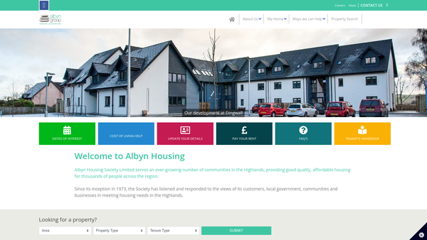 Screenshot of the Albyn Housing Society Ltd website