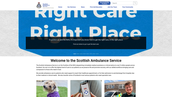 Screenshot of the Scottish Ambulance Service Endowment Funds website
