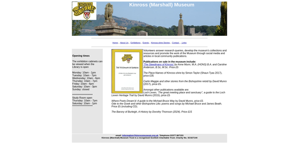 Screenshot of the Kinross (Marshall) Museum Trust website