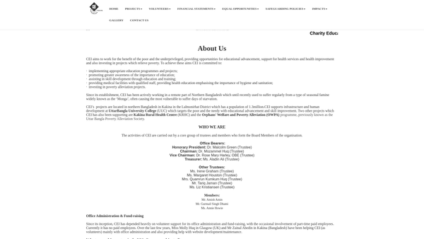 Screenshot of the Charity Education International (SCIO) website