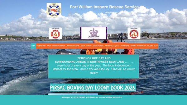 Screenshot of the Port William Inshore Rescue Service website