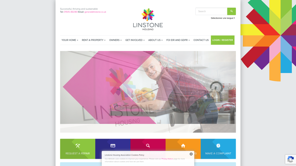 Screenshot of the Linstone Housing Association website