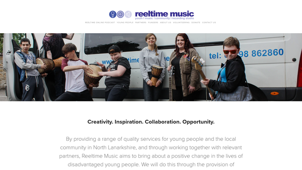 Screenshot of the Reel Time Music Project website