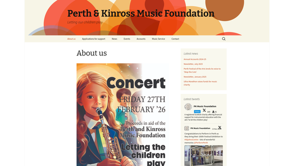 Screenshot of the Perth And Kinross Music Foundation website