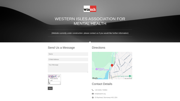 Screenshot of the Western Isles Association For Mental Health website
