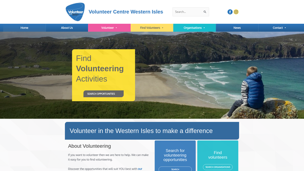 Screenshot of the Volunteer Centre Western Isles website