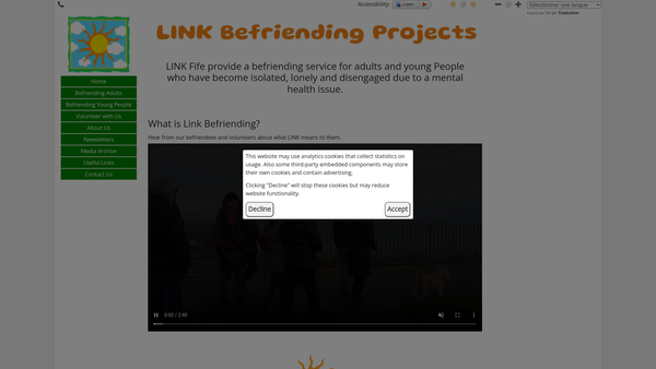 Screenshot of the Link website