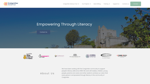 Screenshot of the Craigmillar Literacy Trust website