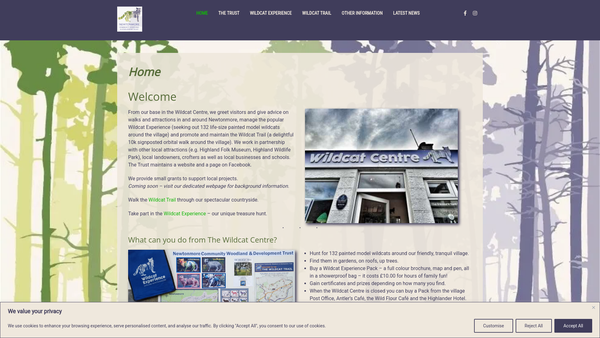 Screenshot of the Newtonmore Community Woodland And Development Trust website