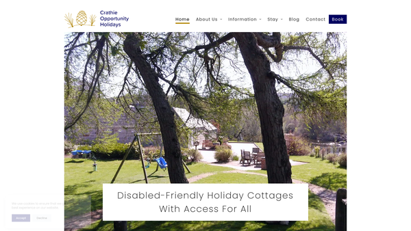 Screenshot of the Crathie Opportunity Holidays website