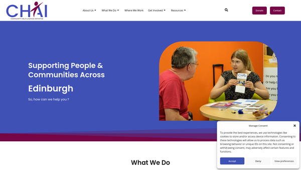 Screenshot of the Community Help And Advice Initiative website