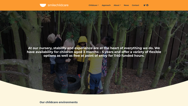 Screenshot of the Smilechildcare website
