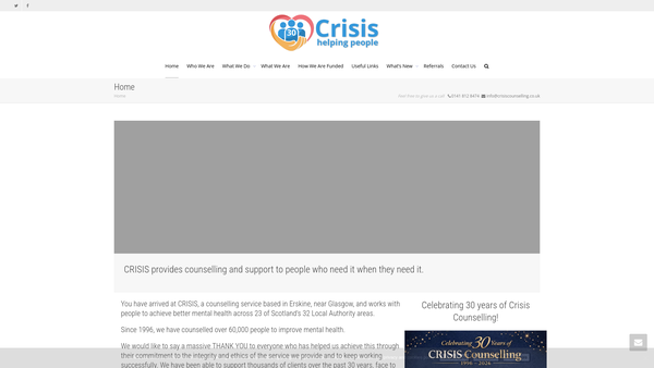 Screenshot of the Crisis website
