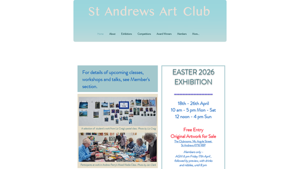 Screenshot of the St Andrews Art Club website