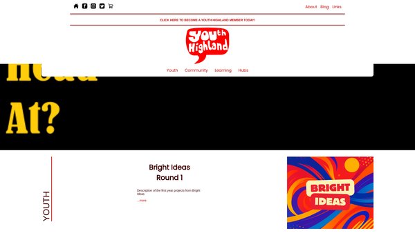 Screenshot of the Youth Highland SCIO website