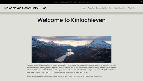 Screenshot of the Kinlochleven Community Trust website