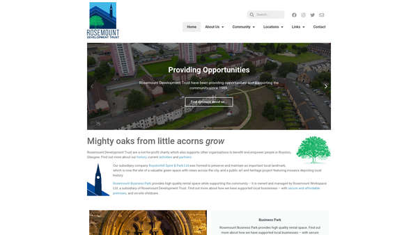 Screenshot of the Roystonhill Spire And Park Limited website