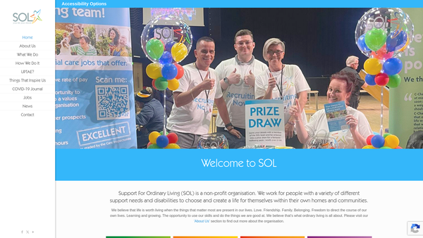 Screenshot of the Support For Ordinary Living website