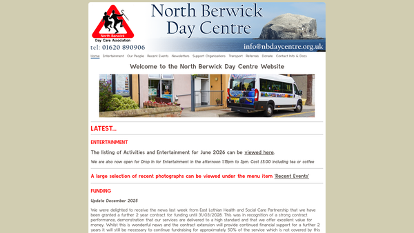 Screenshot of the North Berwick Day Care Association Limited website