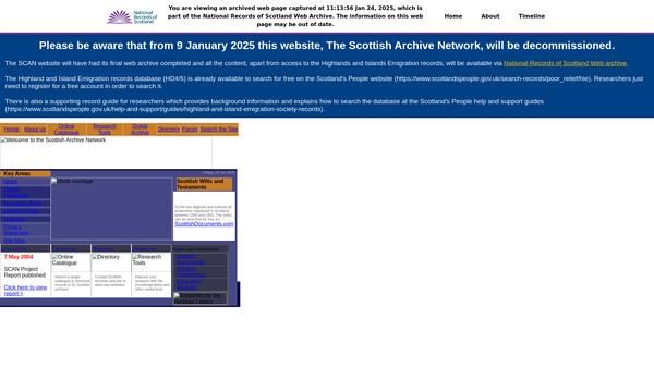 Screenshot of the Scottish Archive Network Limited website