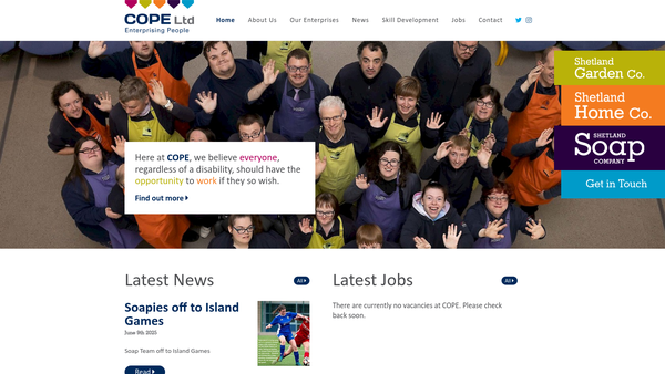 Screenshot of the Cope Ltd website