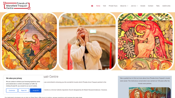 Screenshot of the Friends Of Mansfield Traquair Centre website
