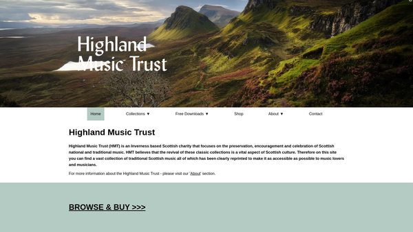 Screenshot of the Highland Music Trust website