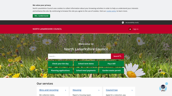Screenshot of the North Lanarkshire Council Educational Endowments website