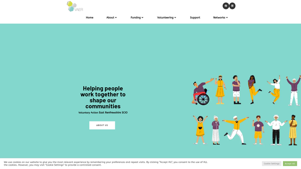 Screenshot of the Voluntary Action East Renfrewshire SCIO website