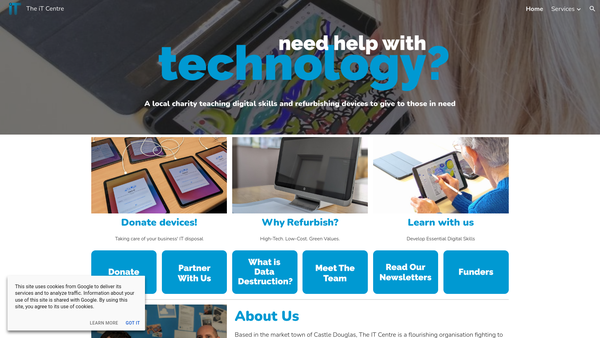 Screenshot of the Castle Douglas Community Information Technology Centre website