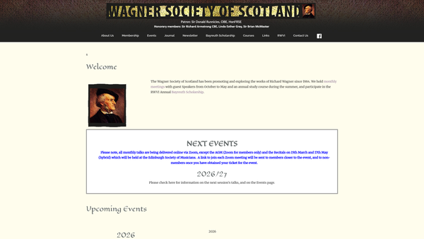 Screenshot of the Wagner Society of Scotland website