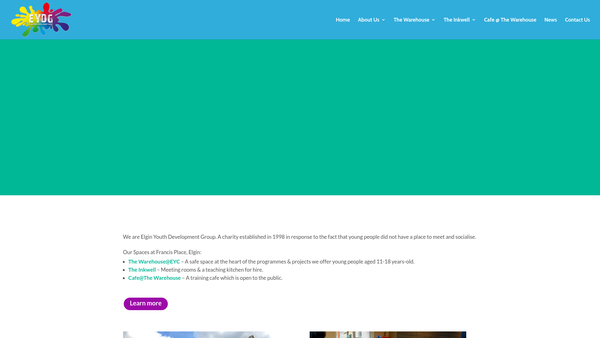 Screenshot of the Elgin Youth Development Group website