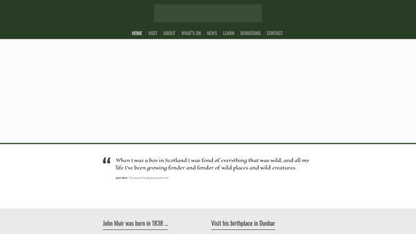 Screenshot of the The John Muir Birthplace Charitable Trust website
