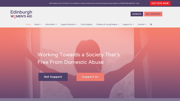 Screenshot of the Edinburgh Women's Aid Ltd website