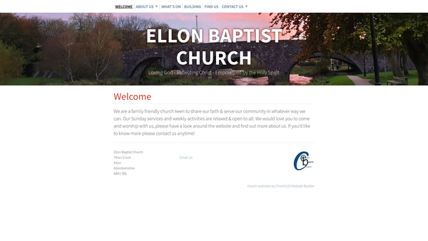 Screenshot of the Ellon Baptist Church website