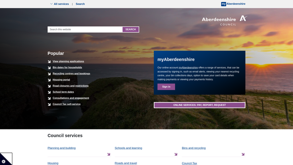 Screenshot of the Aberdeenshire Educational Trust website