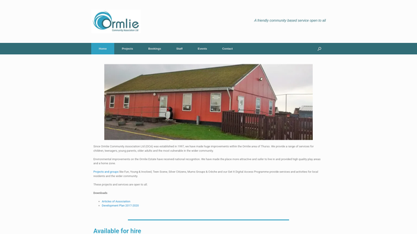 Screenshot of the Ormlie Community Association Ltd. website