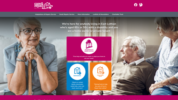 Screenshot of the East Lothian Care And Repair Charitable Trust website