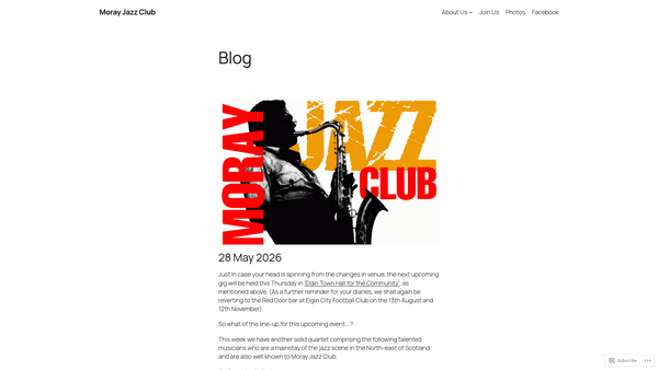 Screenshot of the Moray Jazz Club Committee website