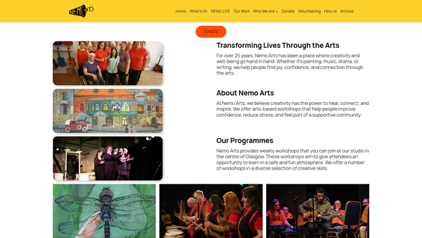 Screenshot of the Nemo Arts website