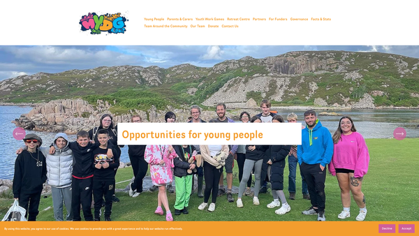 Screenshot of the Muirhouse Youth Development Group website