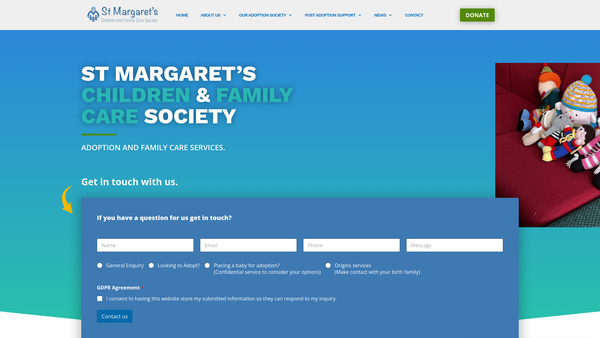 Screenshot of the St Margaret's Children And Family Care Society website