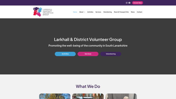Screenshot of the Larkhall And District Volunteer Group website