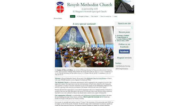 Screenshot of the Rosyth Methodist Church website