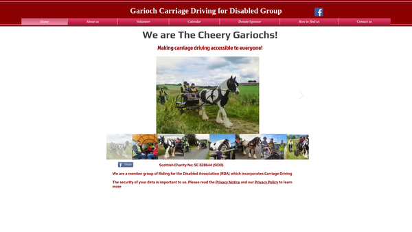 Screenshot of the Garioch Carriage Driving For Disabled Group website