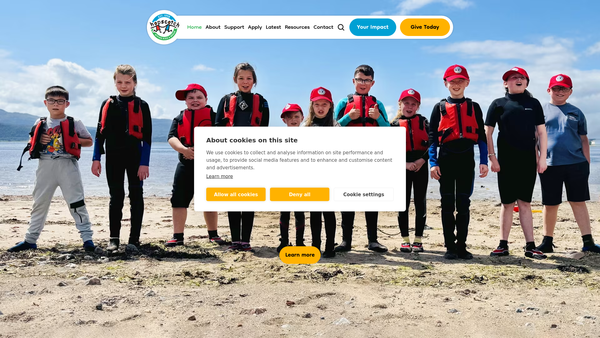 Screenshot of the Hopscotch Children's Charity website